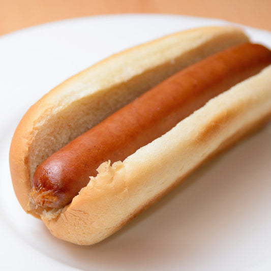 Hot dog in a plain bun roll