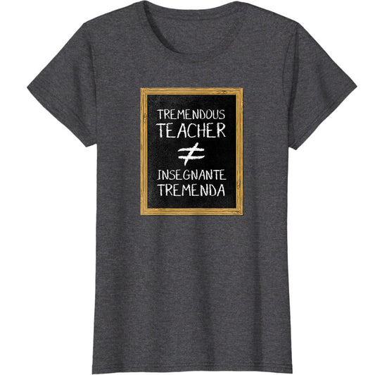 Heather grey woman funny t-shirt with an English-Italian false friend slogan