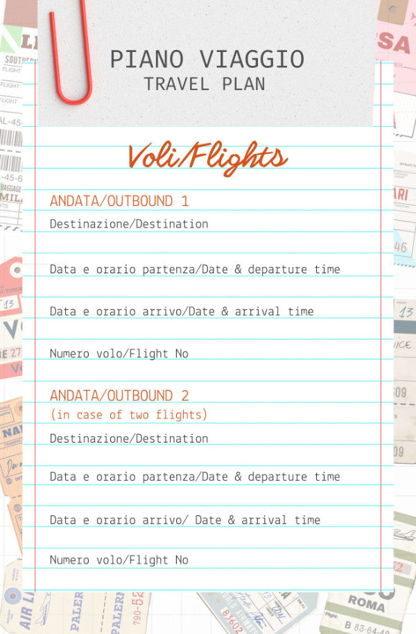 Italy Flight Details to be noted on Diary