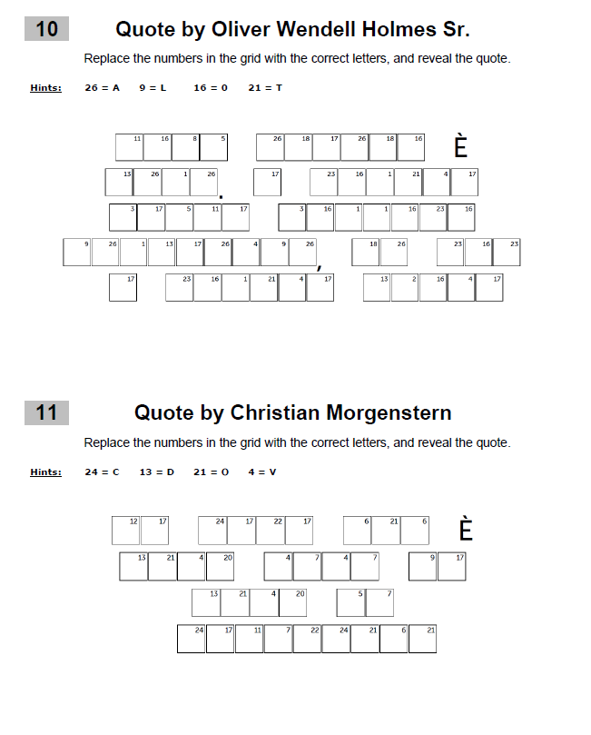 Italian Cryptogram Puzzle