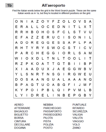 Italian Word Search Puzzle